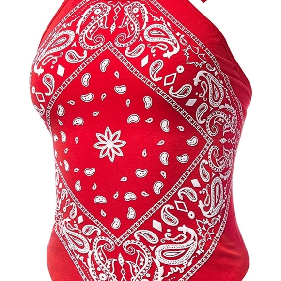 Paisley red halter top NWOT - Picture 2 of 4